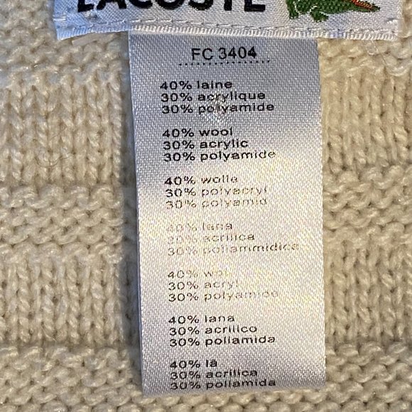 Lacoste Cream Colored Wool Blend Scarf - Picture 4 of 7